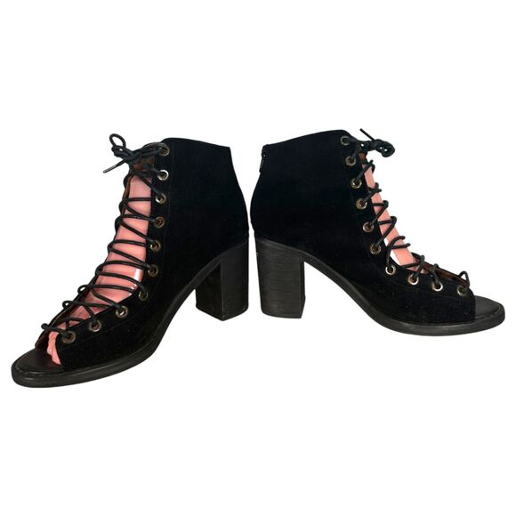 Jeffrey Campbell Cors Lace Up Chunky Heel Boots Booties Heels Size 7.5 - Picture 4 of 12